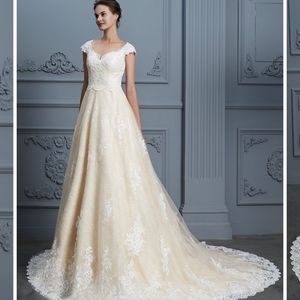 Ball Gown Sweetheart Beading Sleeveless Court Train Lace